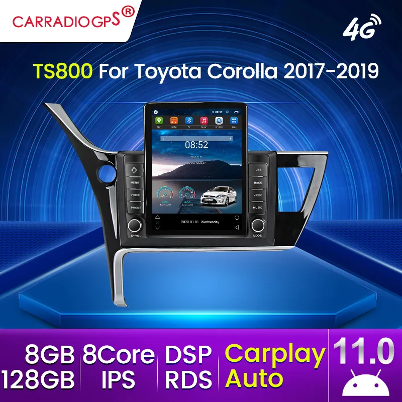 2Din Android11 Voiture Dvd Radio pour Toyota Corolla Altis 2017 2018 2019 Navigateur pour Voitures Récepteur Stéréo NO 2din DVD Carplay DSP 4G