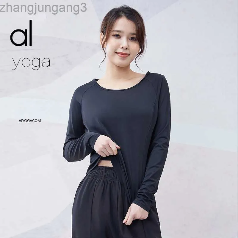 Desginer Alo Yoga T Shirt Summer Sports Women Outdoor Moisture Absorption  And Sweat Wicking Long Suit Tight Loose Top Pants From Zhangjungang3,  $27.95
