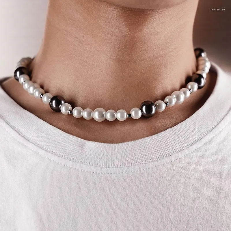 Catene Collana di perle di perle da uomo Sfera in acciaio inossidabile Punk Gioielli fantastici Regalo di San Valentino fatto a mano minimalista