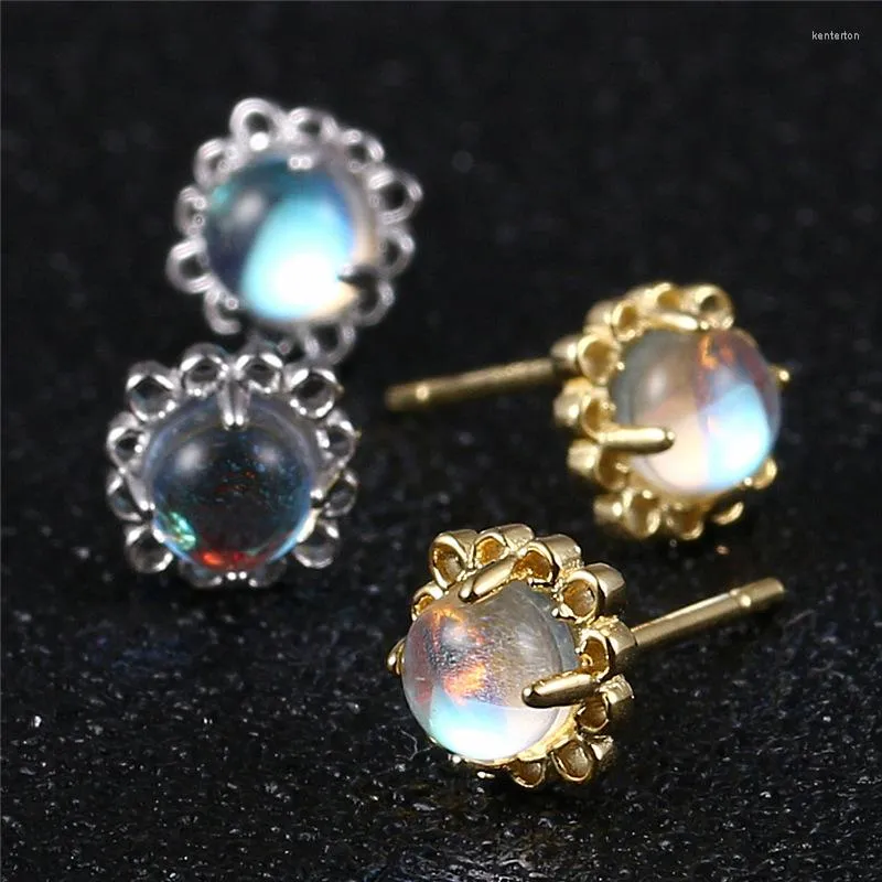 Boucles d'oreilles en argent Sterling 925, pierre de lune, Bauhinia, à la mode, pour femmes et filles, bijoux fins