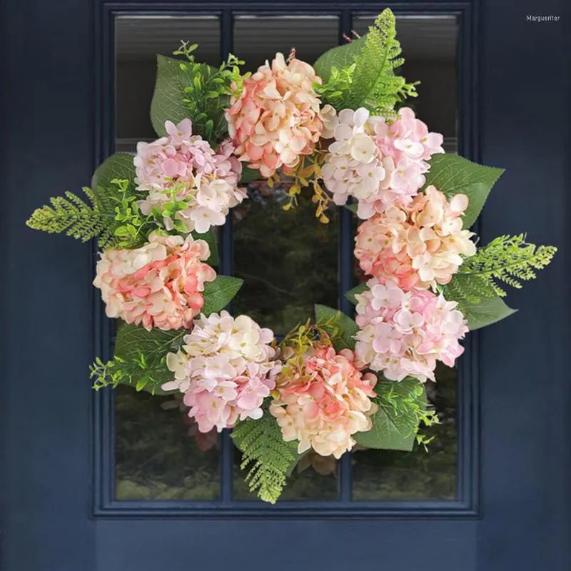 Decorative Flowers Modern Floral Wreath Handmade Round Home Door Simulated Hydrangea Garland Exquisite Workmanship Party Accessory