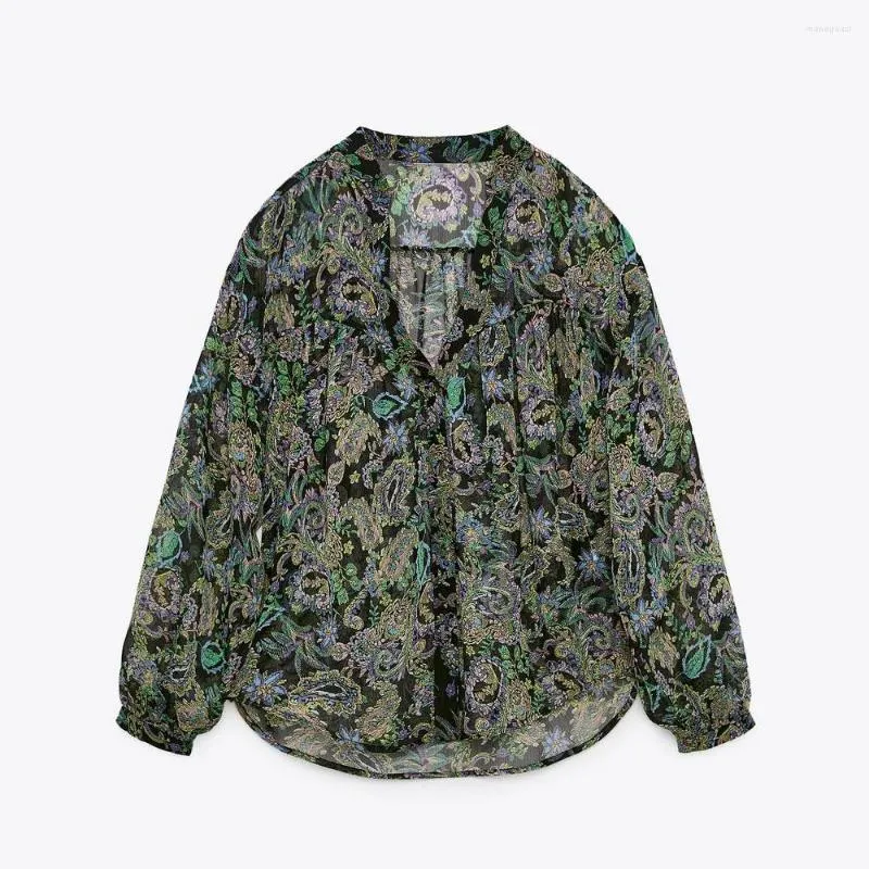 Damenblusen UNIIZERA 2023 Frühling Damenbekleidung Retro Casual Loose Translucent Printed Drape Shirt Female 2511742