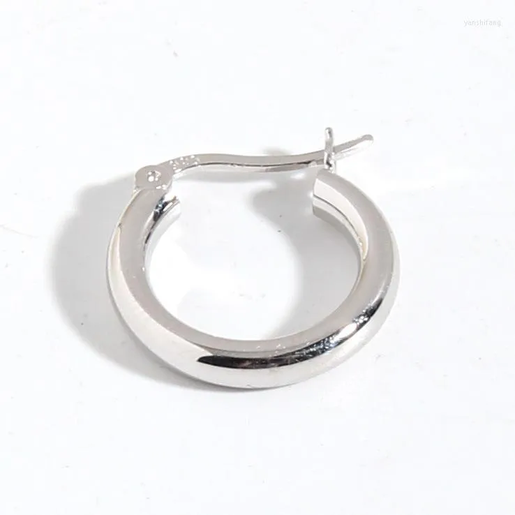 Hoopörhängen Små och lyxig designkänsla minimal geometri kinesisk jade ring 925 sterling silver kvinnlig