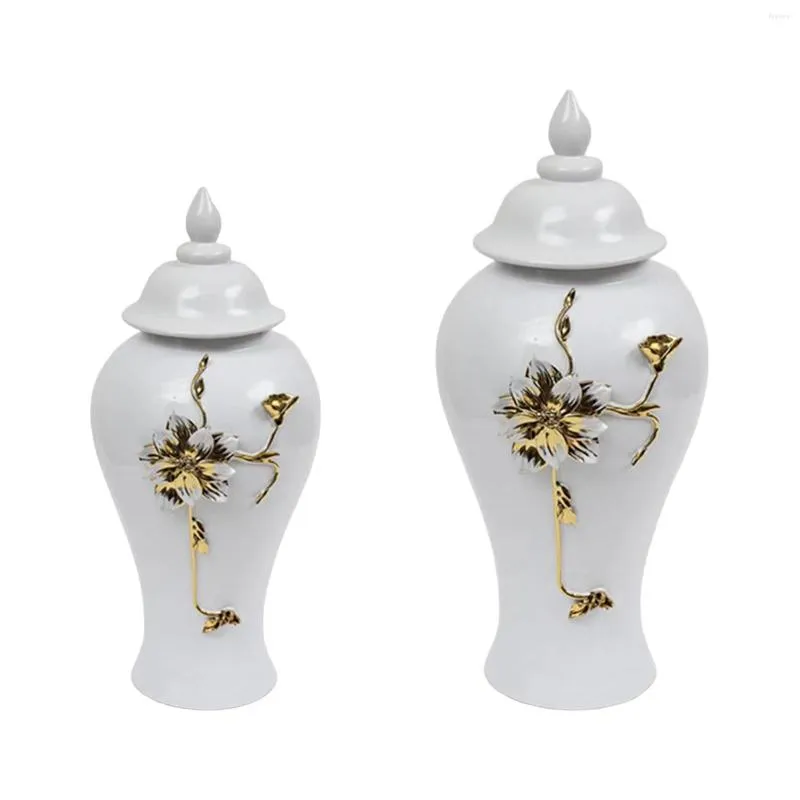 Storage Bottles Porcelain Vase Temple Jar With Lid Oriental Style Ginger Room Decor Multi Purpose Fine Glaze Finish Delicate