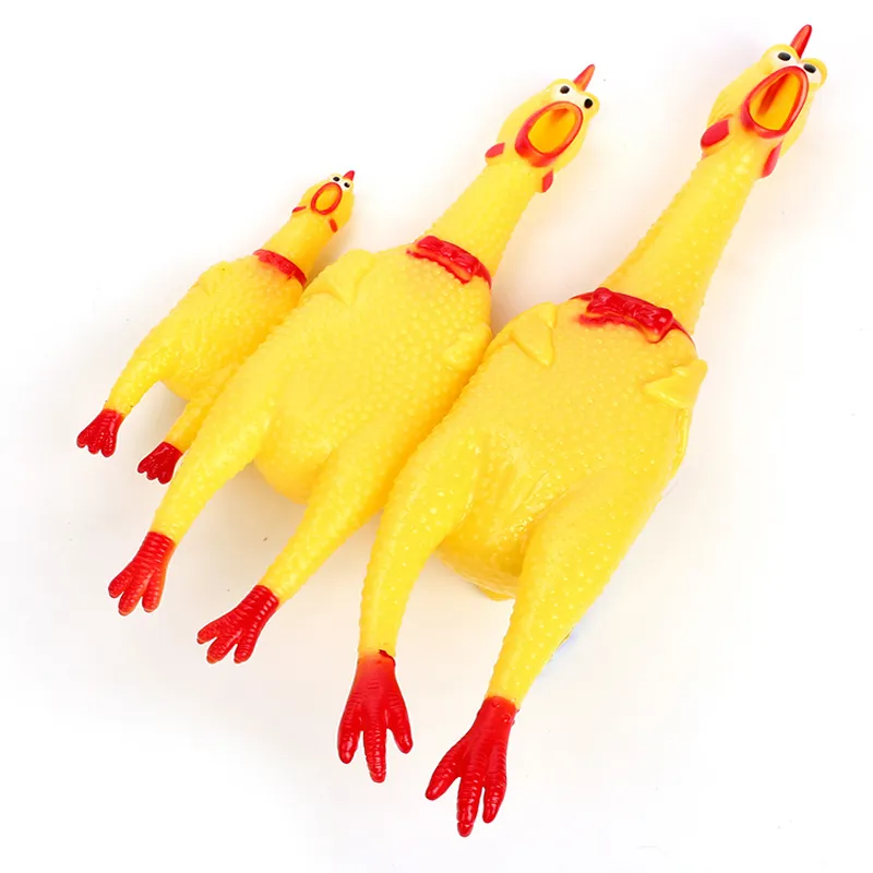 Çığlık atan tavuk köpek oyuncakları sarı kauçuk çıtır tavuk oyuncak yenilik ve evcil hayvan ve kedi için dayanıklı kauçuk tavuk