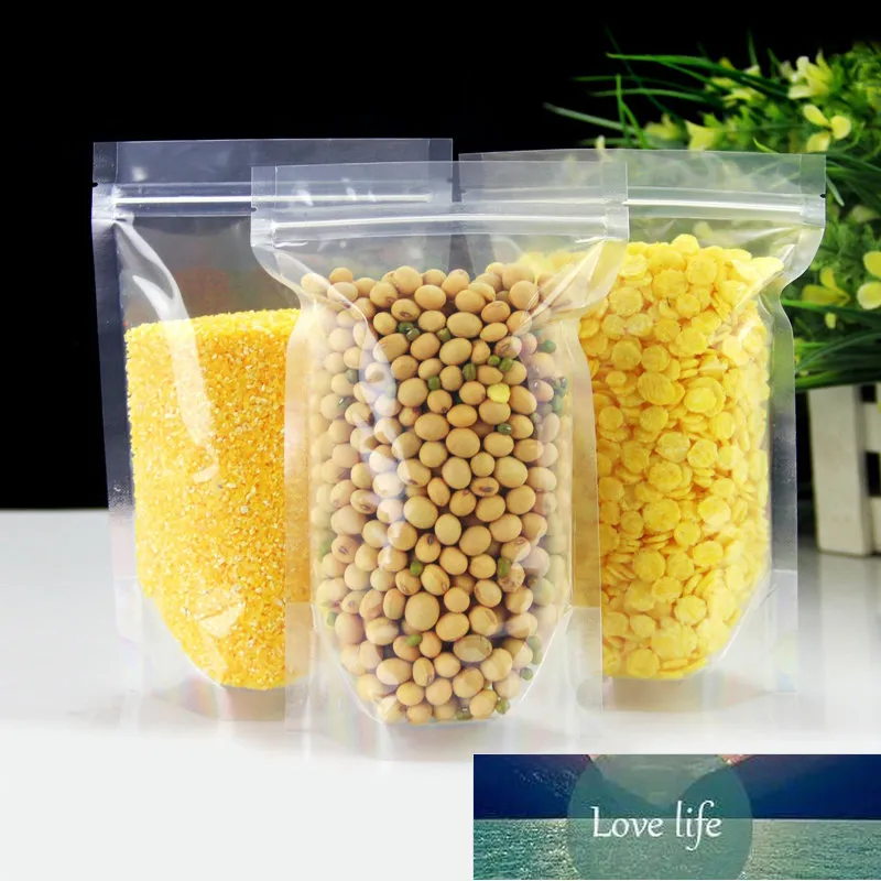 All-Match husdjur transparent zip-lås plastpåsar mylar väska zip lås stativ mat krydda pulverförpackning pouch clear 100 st