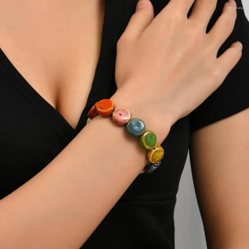 Bracelet en céramique brin mode femmes plat rond couleur perlé doux accessoires donner des amis cadeaux Surprise