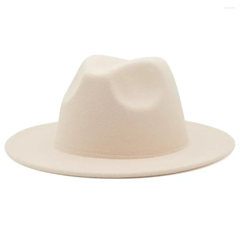 Gunstige rand hoeden vrouwen fedora hoed met solide kleur vilt voor mannen herfst winter panama gok jazz zwart beige cap mode 30 kleuren