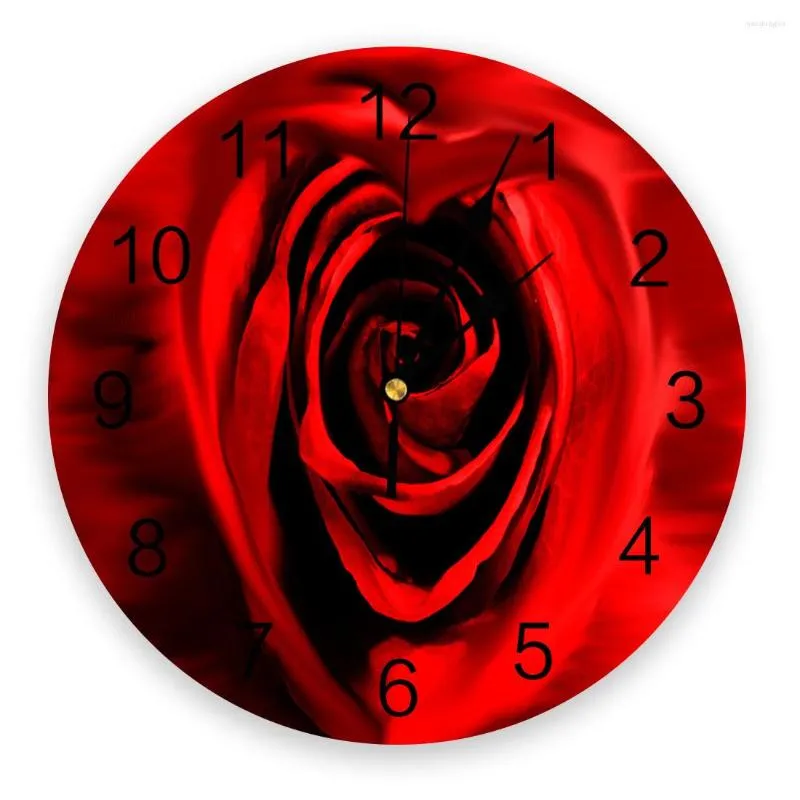 Wall Clocks Red Rose Flower 3D Clock Modern Design Brief Living Room Decoration Kitchen Art Watch Home Decor