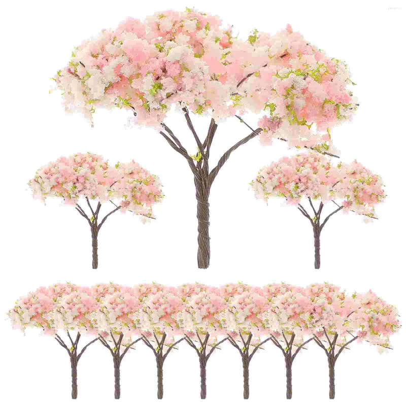 Decorative Flowers 10 Pcs Architectural Tree Model Artificial Flower Fake Plants Decoration Botanical Landscape Trees False Train