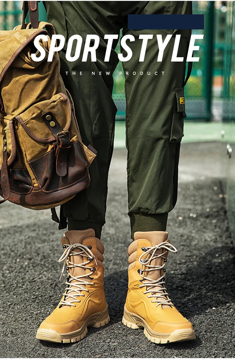 Men's High-Top Combat Boots for Outdoor Adventures