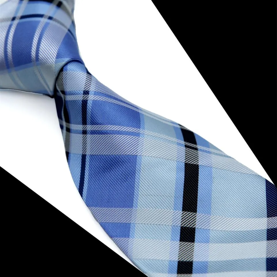 T089 Mens Cravates Cravate Bleu Marine À Carreaux Écossais 100% Soie Jacquard Tissé Nouveau Casual Affaires Formelle Entier S238r