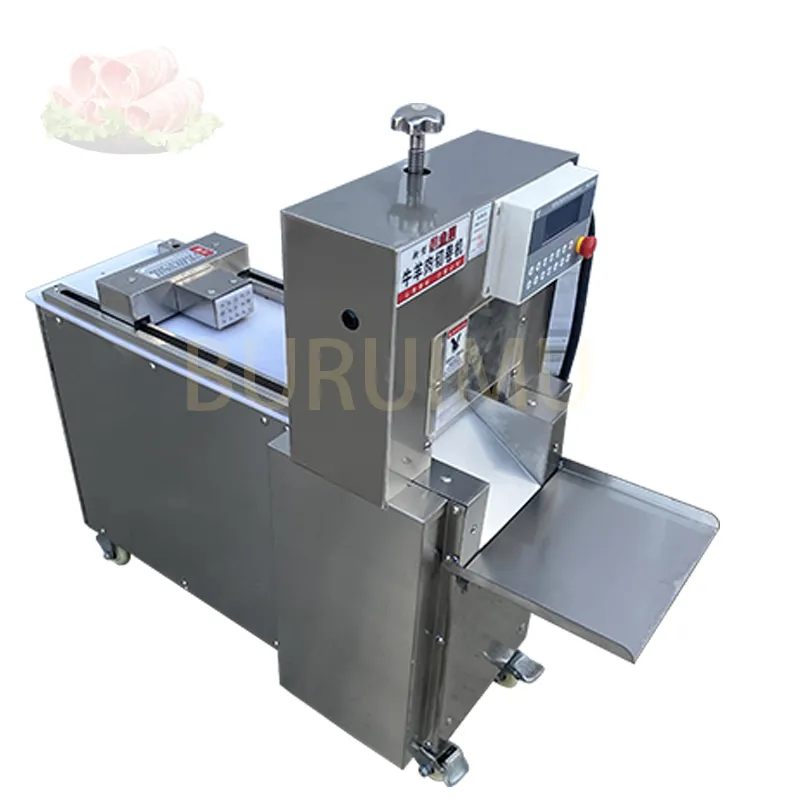Máquina cortadora de rollos de cordero de un solo corte CNC, máquina cortadora de rollos de carne de res, rebanadora de carne eléctrica multifuncional
