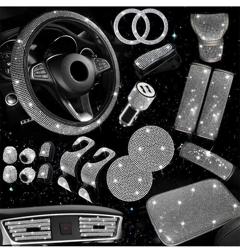 Bling Strass Auto Rückspiegel, Auto Rückspiegel mit Kristall Diamanten  Bling Strasssteine Auto Rückspiegel für Frauen, Auto Innenverkleidung