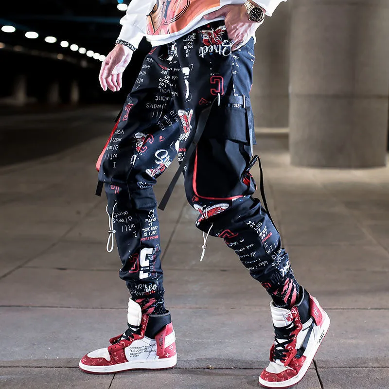 Mens Pants Man Fashion Streetwear Stitching Color Joggers Hip Hop Long Men Elastic Waist Cargo 230504