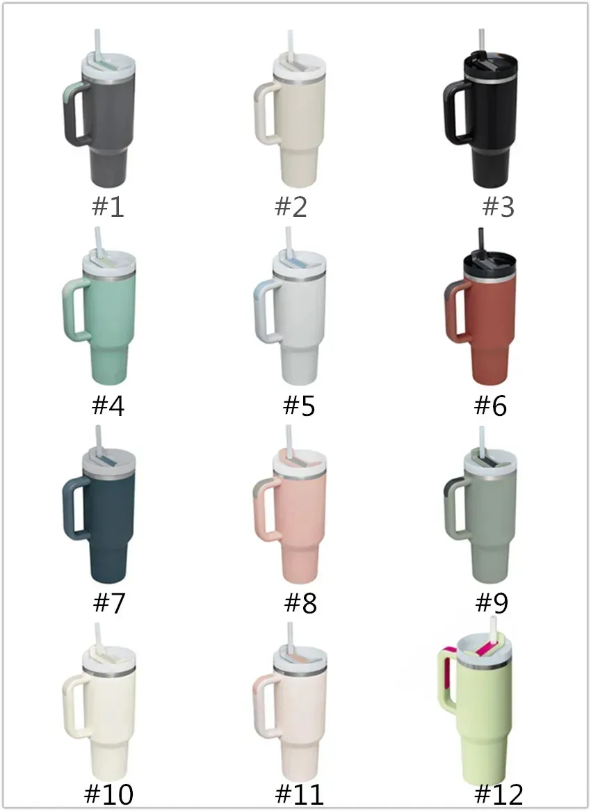 40 Oz SWith Silver Logo Tumblers Sublimation Quencher H2.0 Flowstate Large Capacity Travel cup Stainless Steel Car vacuum insulated drinking tumbler