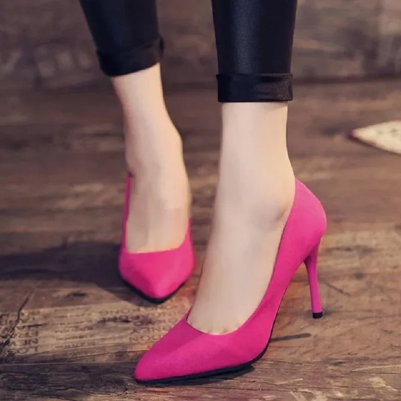 Korean suede heels sale