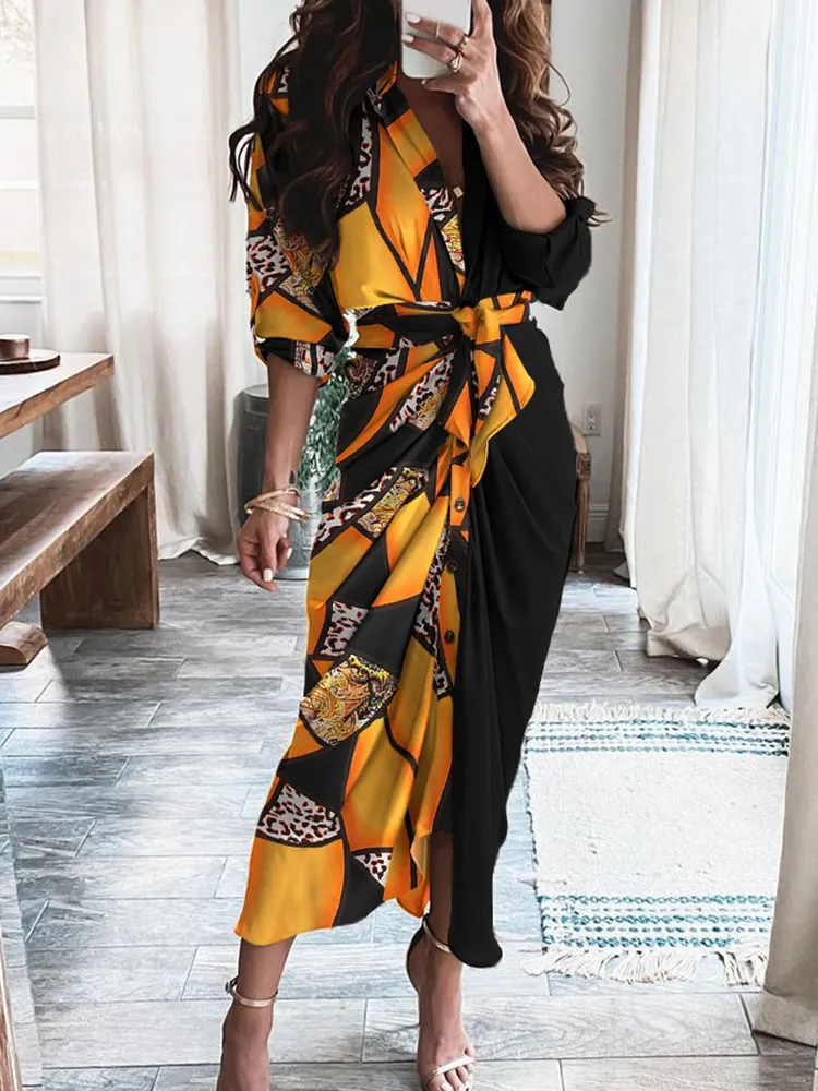 bandage shirt dress NWOSKI Women Elegant Shirt Dress Summer Bandage Long Dresses Female Solid V Neck Beach Dress Casual Robe, Orange, Small : Amazon.ca: Clothing, Shoes & Accessories