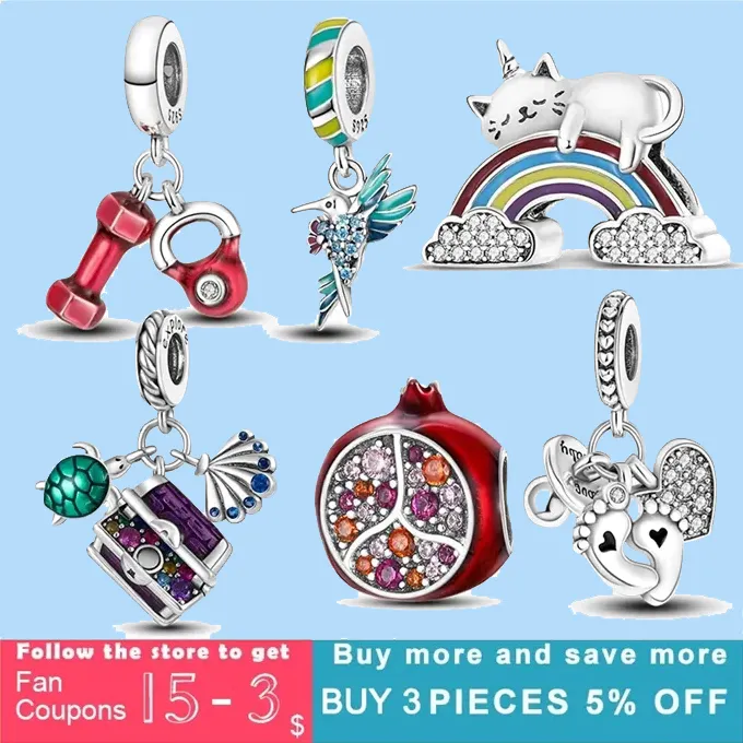 925 Sterling Silver Charms för smycken för pandora pärlor grossistposition clip tecknad mus körsbärsblommor