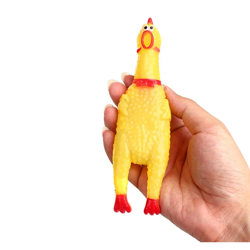 juchiva Screaming Dog Toys Yellow Squaking Toy Novelty Durable Rubber Chicken for Pets and Cat