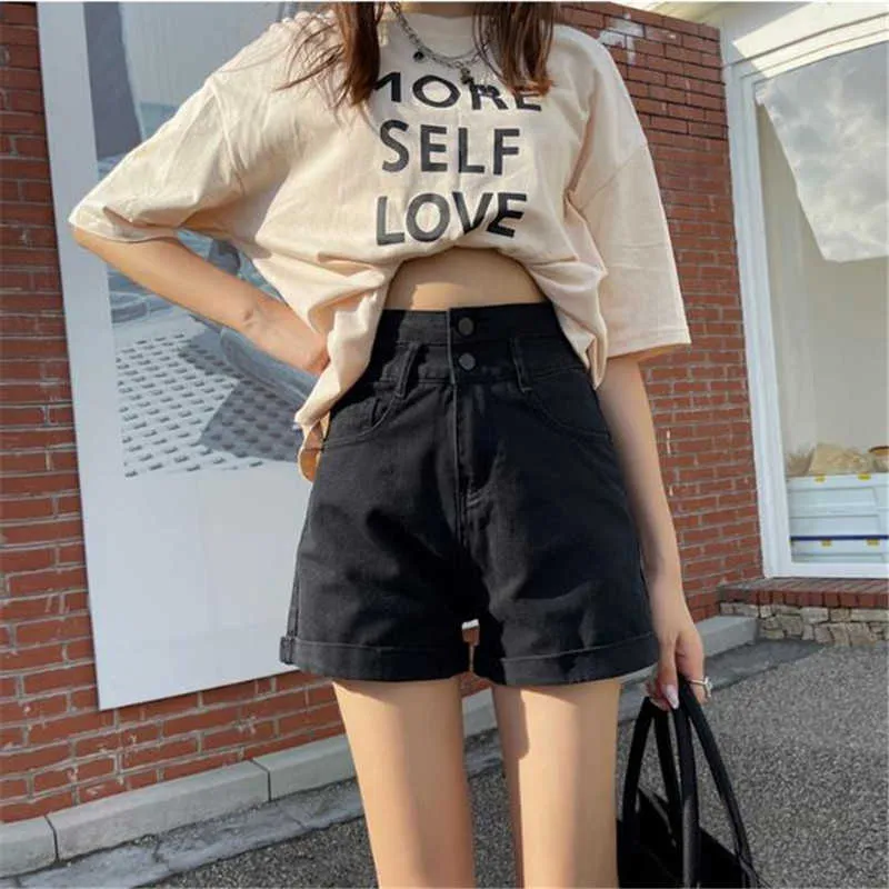 Dames shorts Summer Women Clothing High Tailed Short Jeans Cotton voor vrouwelijke losse been brede broek Booty Shorts Denim 2023 NIEUW Z0505