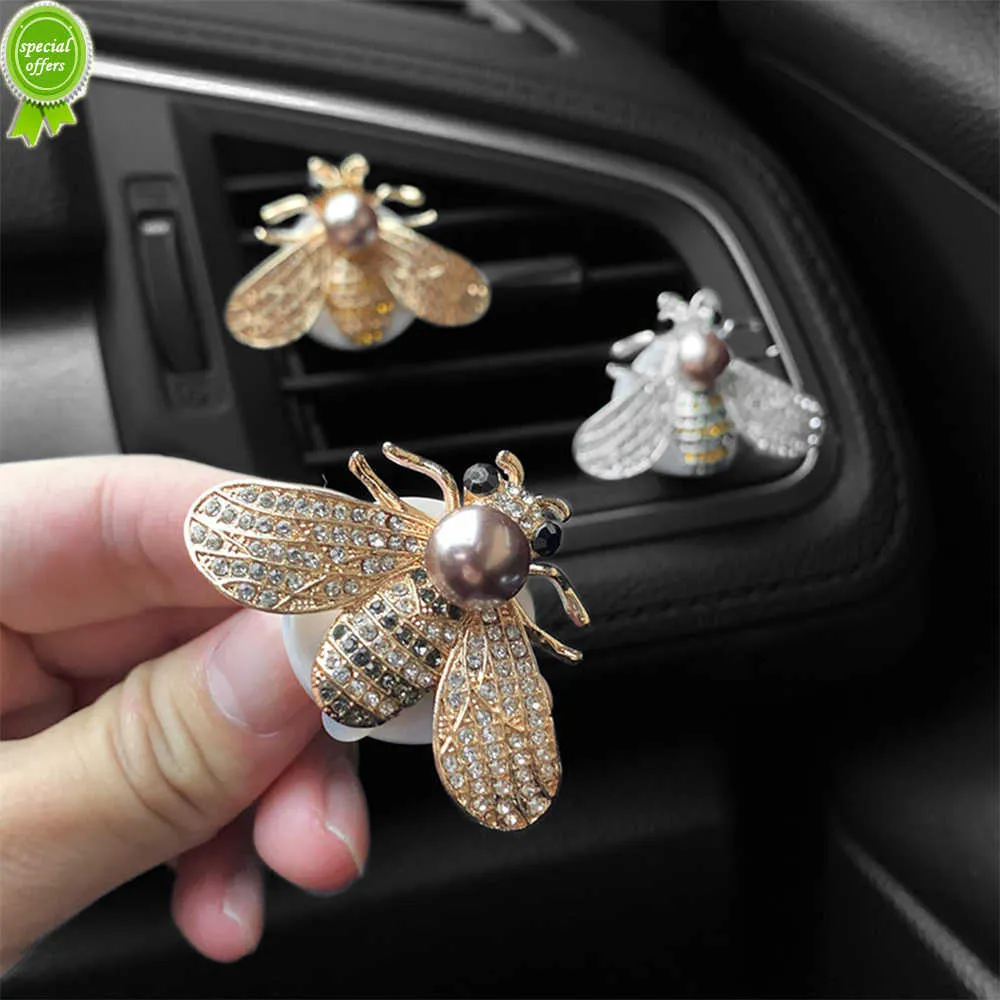 New Bling Bee Car Car Vent clipes Crystal Air Scownener Auto Perfume Difusor Diamão Diamante Rhinestone Car Interior Acessórios