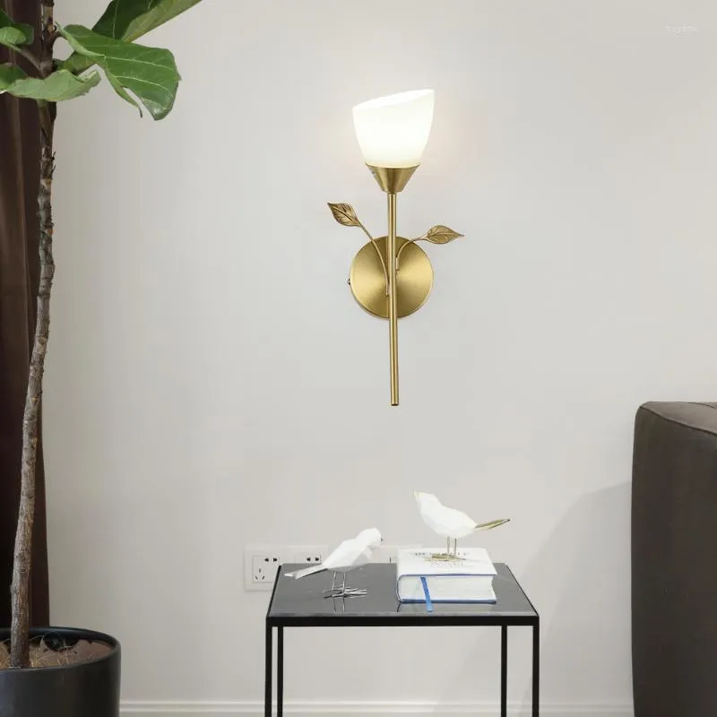 Lampes murales nordique cuivre lampe de chevet chambre moderne Simple lumière étude allée salon fond El applique