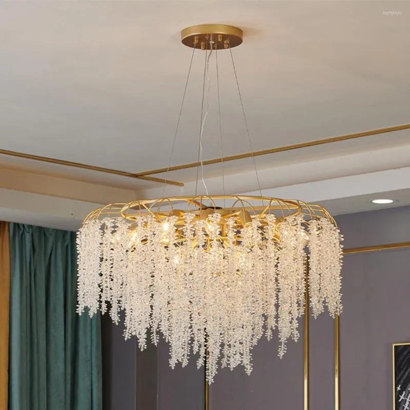 Люстры роскошные гостиная украшение хрустальной люстры современные подвесные огни для спальни Кристал Лампен