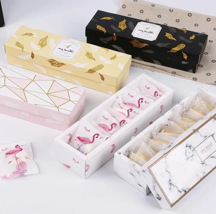 Подарочная упаковка фламинго/мрамор/перо рисунок бумажная упаковка коробка nougat pookies