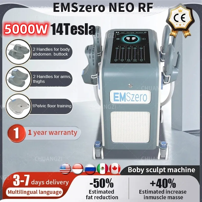 5000W DLS-EMSLIM Neo-Maschine Fettabbau Cellulite Reductiont Emszero Muskelstimulator 4 Griffe mit CE-Zertifizierung der RF-Maschine