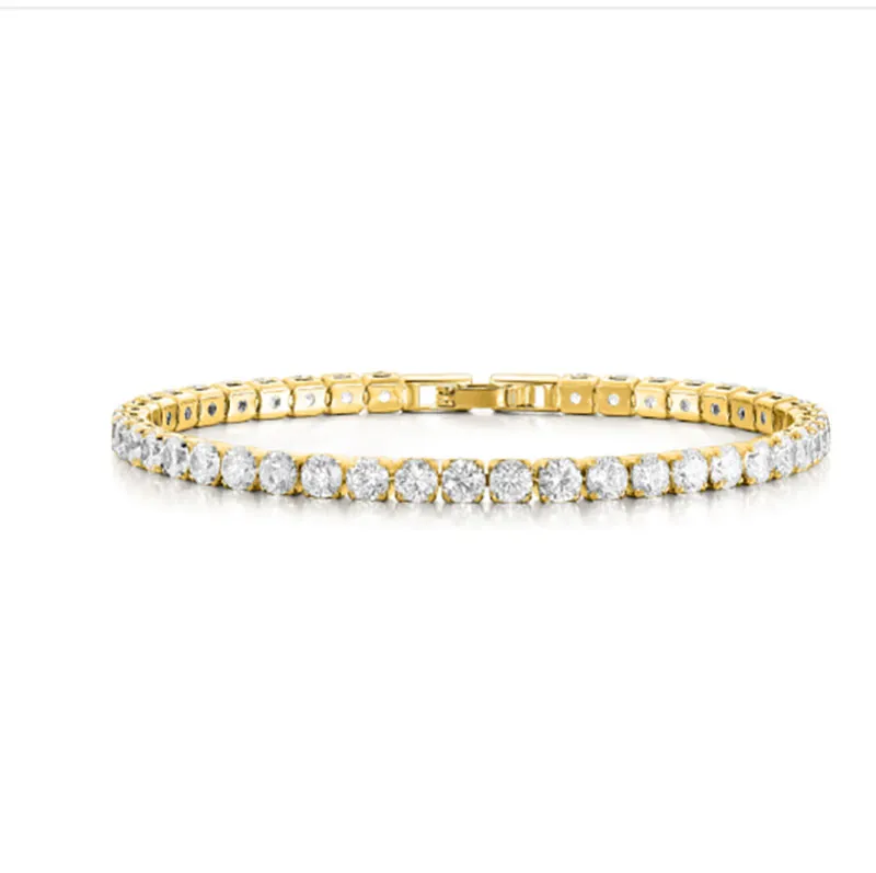 Fashish hip hop tennis bracelet 5mm zircon beads men bangle chains strand bracelets for women pulseiras bijoux silver crystal bracelets 11 choices for everyone.