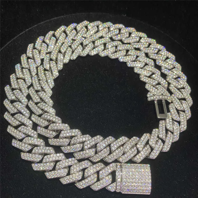 Uomo ghiacciato Miami cubano placcato oro 18 carati diamante di cristallo 14 mm catena a maglia cubana hip hop punk uomo elegante catena di moda collane gioielli