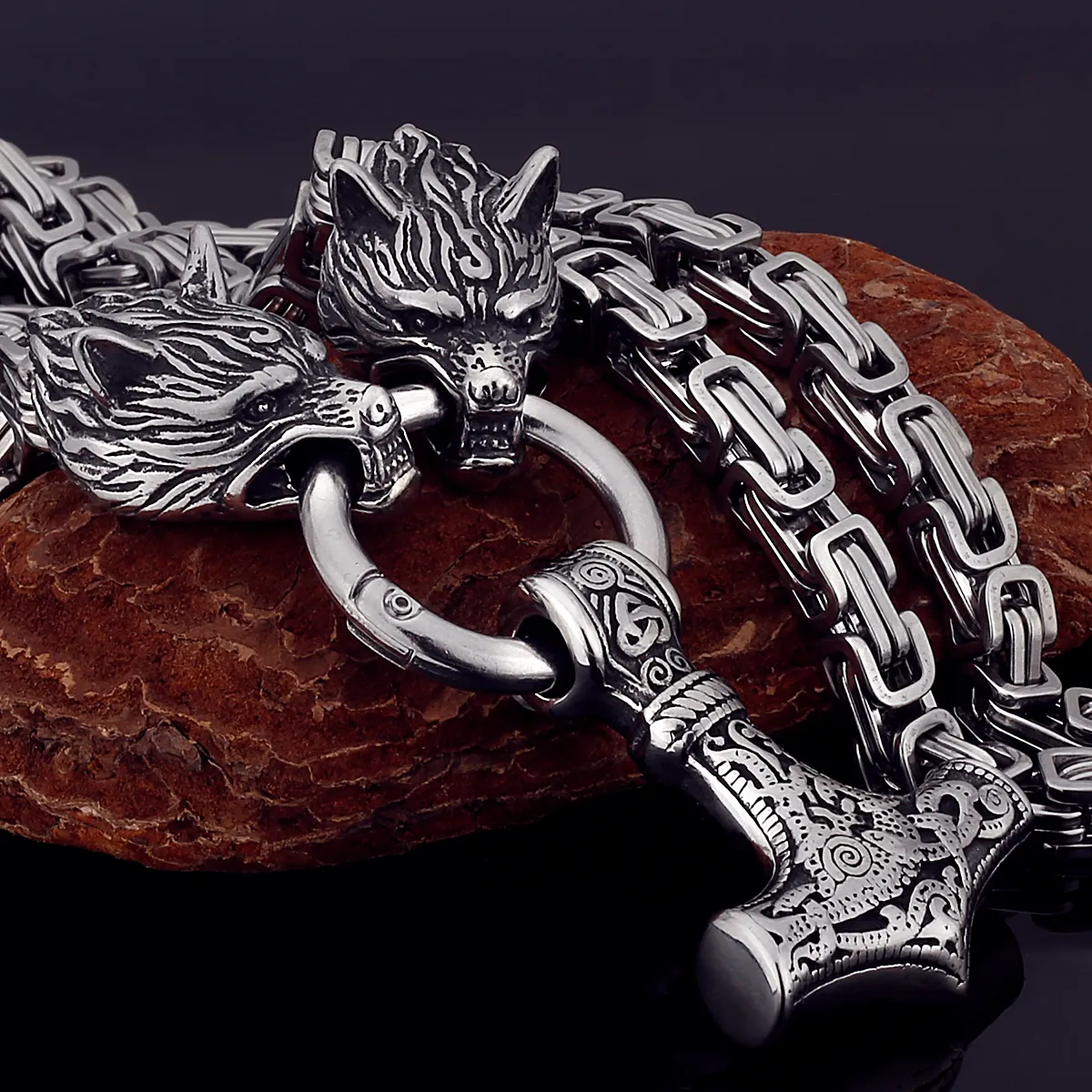 Collana Vichinga Con Testa Di Lupo Fenrir, Collana Con Testa Di - Foto 6