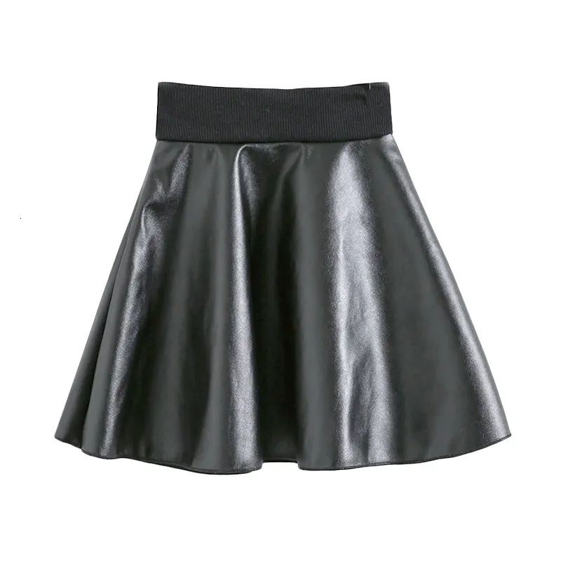 Girls Fashion PU Faux Leather Jupe Faux Leather Mini Skirt With