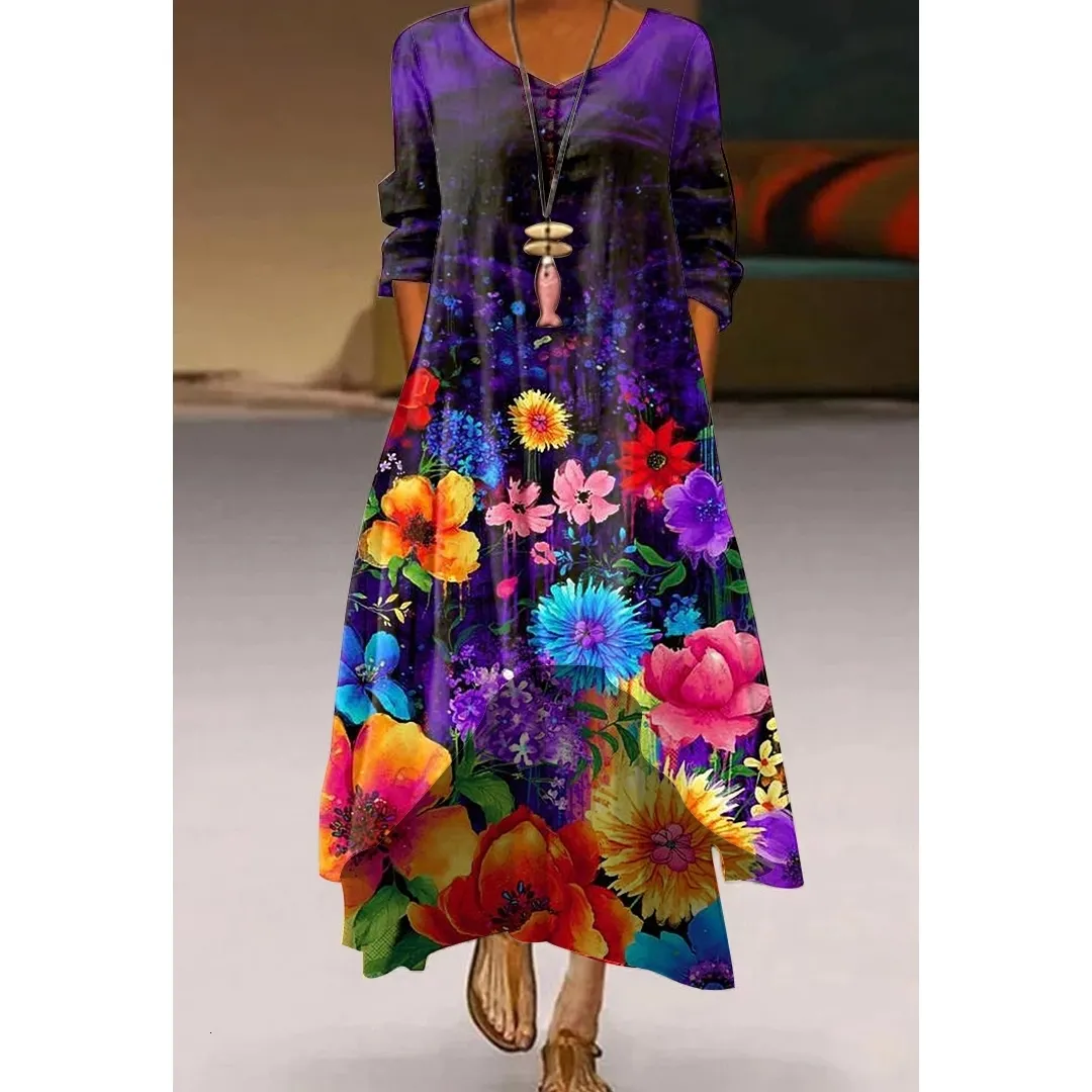 Chinese butterfly printed maxi shift dress hotsell