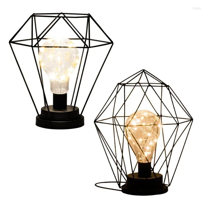 Candle Holders Battery Powered Tall Cage Table Lamp Cordless Desk For Office Home Wireless Bedside Drop