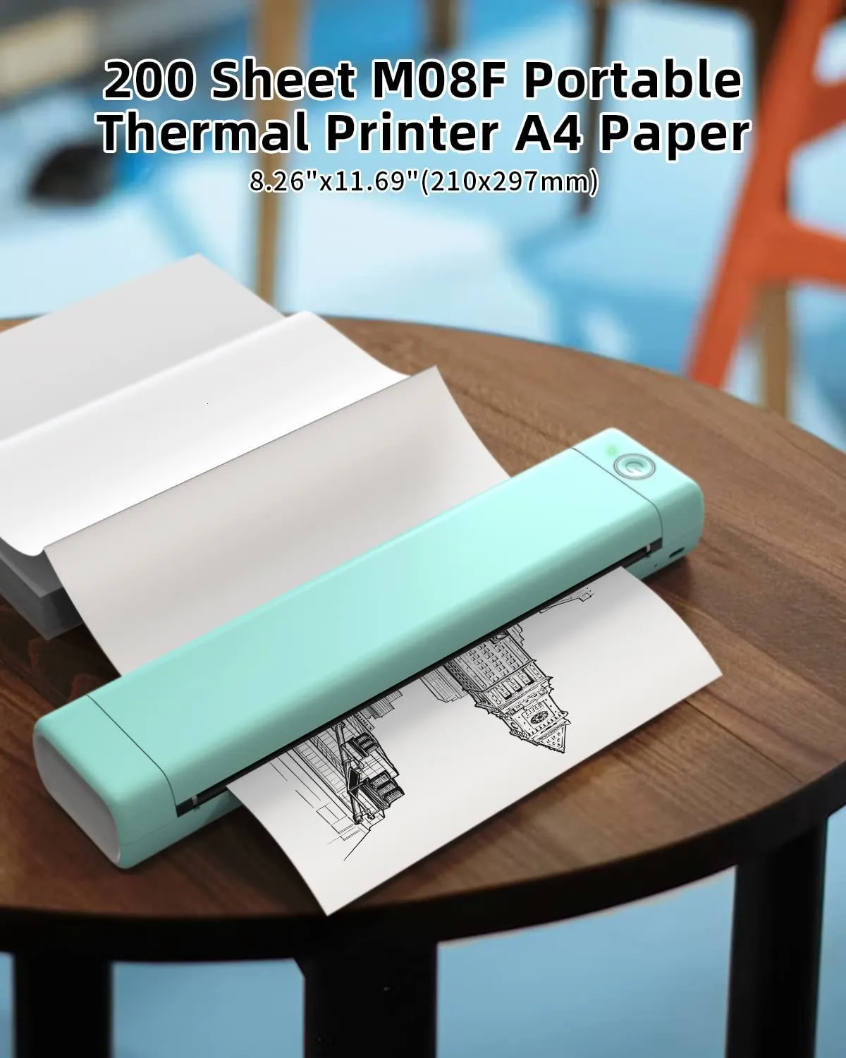 Thermal Labels Carta Termica Pieghevole A4 Compatibile Per Stampanti Portatili Phomemo M08F, PJ762/PJ763MFi, HPRT MT800/MT800Q E Altre Stampanti Portatili A4 – Carta Termica Per Stampa Continua (210 X - Foto 3