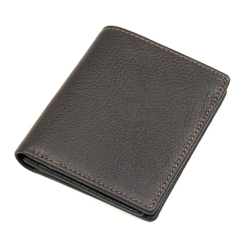 Wallets J.M.D Product Eerste laag Koeleer Korte Twee vouwen Wallet Classic Card Holder voor mannen