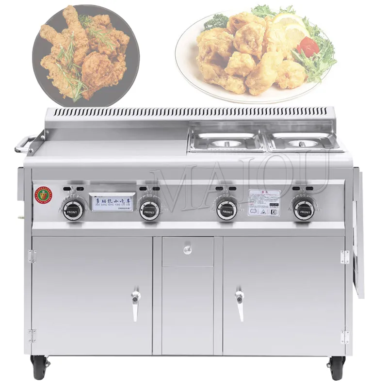 DHgate Stainless Steel Multi Function Snack Food Cart Gas Powered Mobile Kitchen with Double Ovens 2024 Model Home Garden