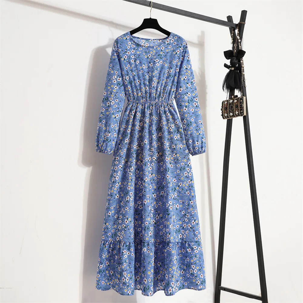 chinese dress ladies Royal Blue Long Sleeve Maxi Dress