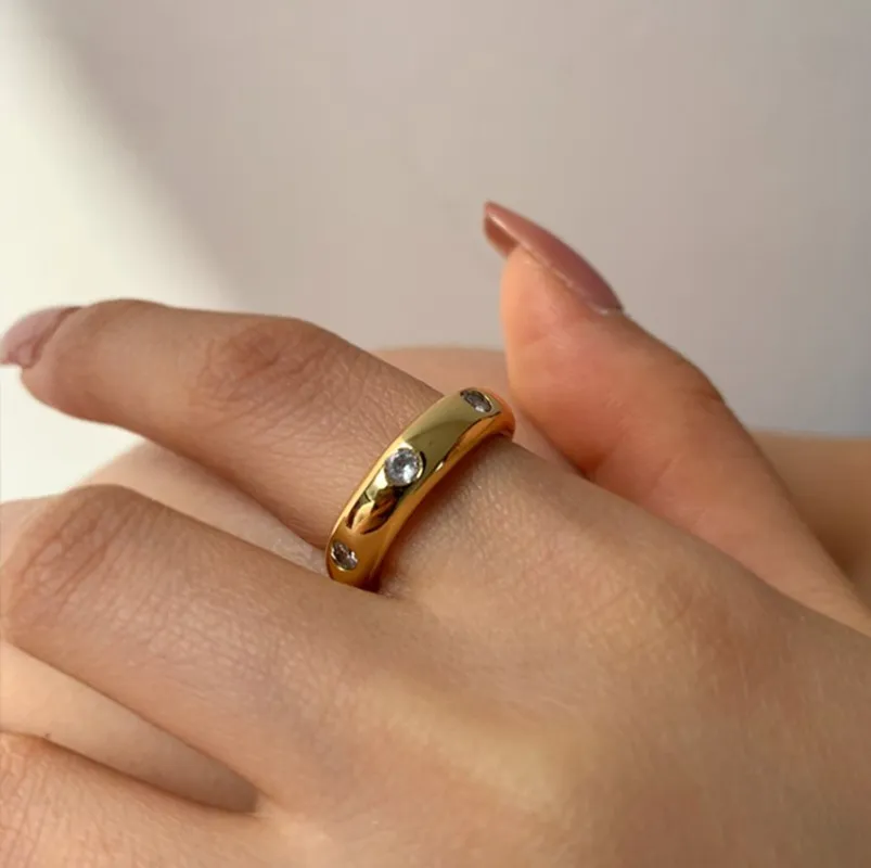 Kristal charme ring voor vrouwen stel ringen niet -tarnish gouden kleurring voor bruiloft