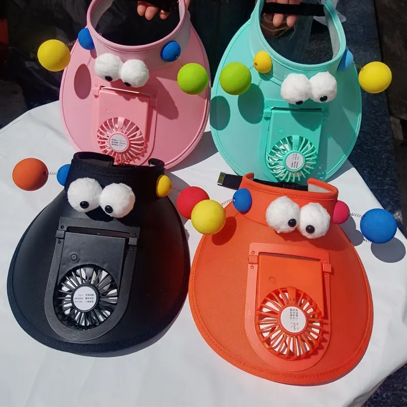 Sommerhüte wiederaufladbar mit Lüfter Sonnenblende Hut Jungen und Mädchen Sonnenschutz Outdoor für Kinder/Erwachsene