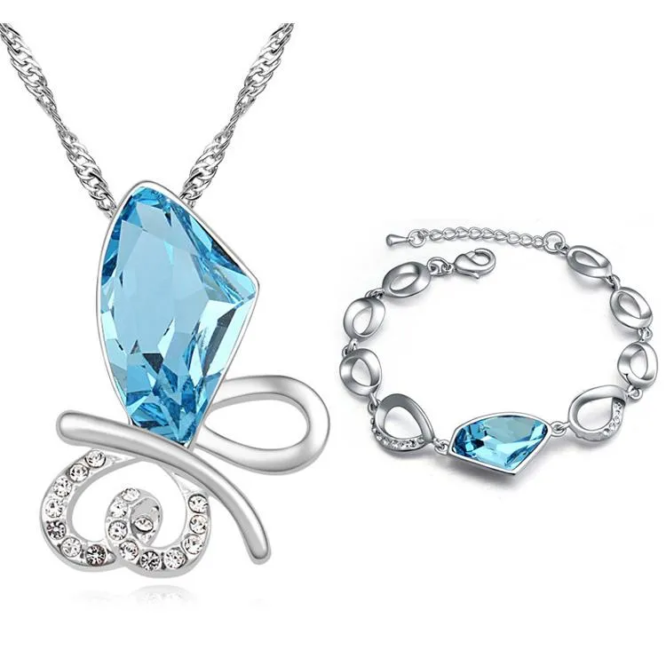 Halsbandörhängen Set Brand Crystal för kvinnor österrikiska Braclete Luxury Bangle Lady