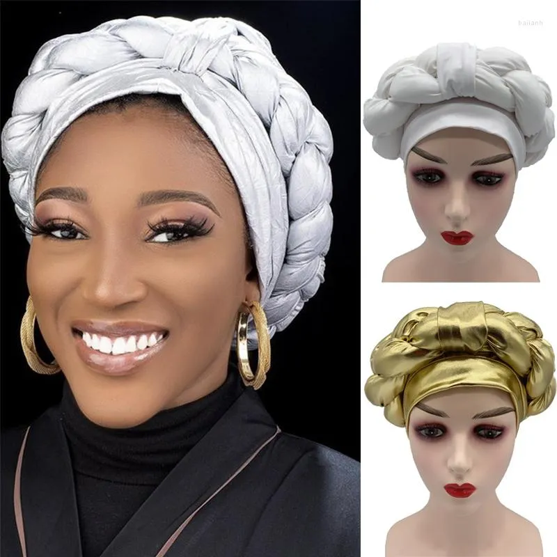 Etniska kläder sista flätningsturban mössor för kvinnor har redan gjort afrikansk auto gele huvudtie flätor kvinnliga huvud wraps bonnet nigerian
