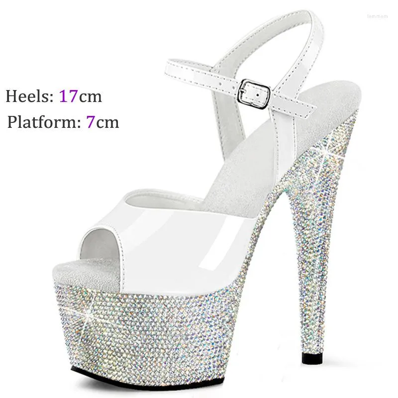 Sandaler Full Dress Peep Toe Pole Dance Shoes Women Platform 17 cm High Heels Sexiga fetisch nattklubbmodeller visar fest