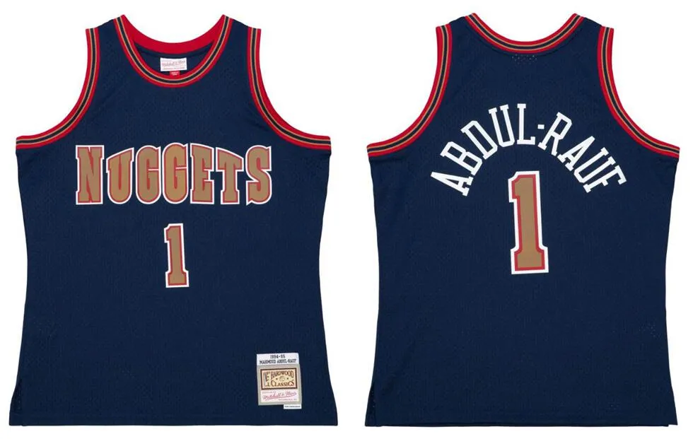 맞춤형 농구 유니폼 스티치 Mahmoud Abdul-Rauf Mitchell Ness 1993-94 94-95 경재 고전 S-6XL 남자 여자 아이들 레트로 저지