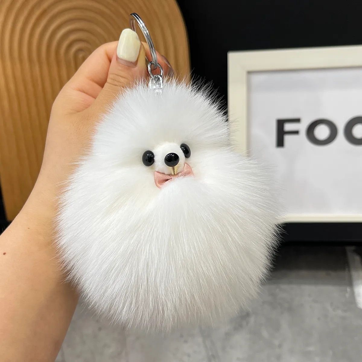 Real Genuine Fox Fur Keychain Fur Ball Pompom Bag Charm Purse Car Phone Pendant Kids Toys