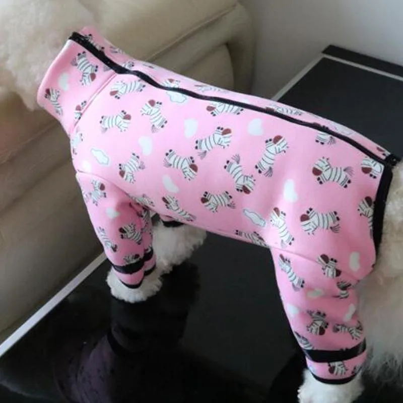 Rompertjes Herfst/Winter Hond Jumpsuits Puppy Dieren Bedrukte kleding voor kleine honden Pyjama's Omslagbuik Plus Fluwelen jasje Sweatshirt