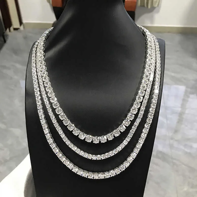4mm 18 Inch 925 Silver Mosan Diamond Tennis Necklace Side Snap