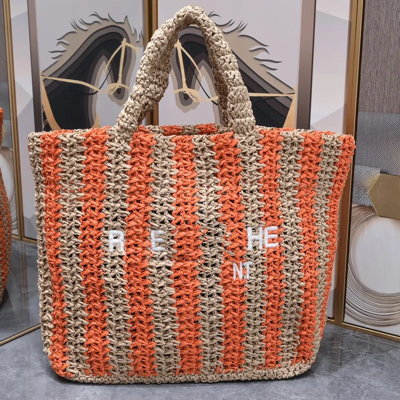 Bolsas de praia de fibra Bolsas femininas bolsa de moda clássica letras bordadas de qualidade sacos de tecido puro de palha férias de férias